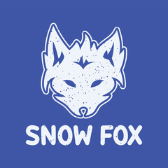 Snow fox vector with blue background isolated