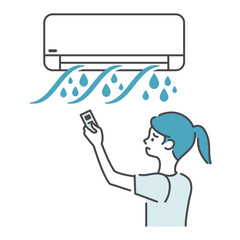 エアコンの水漏れで困っている女性