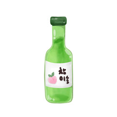 Soju Korean drink watercolor 