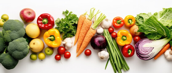 Frame of organic food. Fresh raw vegetables on white background