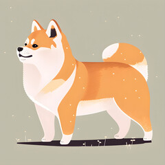 Shiba Inu dog cute illustration Generative AI