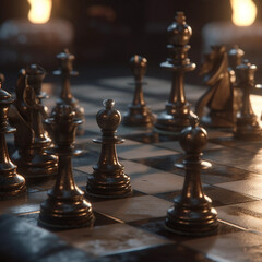 chess pieces on a chessboard Generative AI