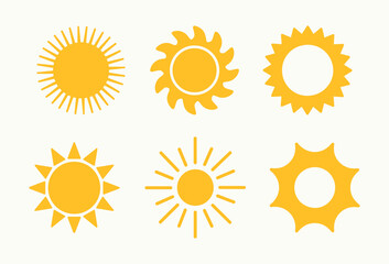Vector illustration of sun, summer, sunset. Yellow, orange icon. Symbol day