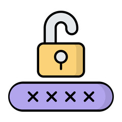 Password Unlock Line Color Icon