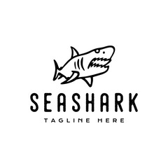 Vintage hipster Shark logo design vector