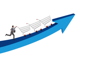 High inflation concept with people and shopping cart