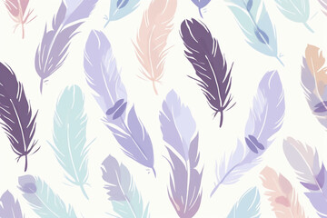 pattern featuring minimalistic and stylized illustrations of feathers. AI generative