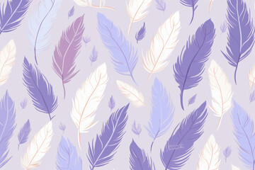 pattern featuring minimalistic and stylized illustrations of feathers. AI generative