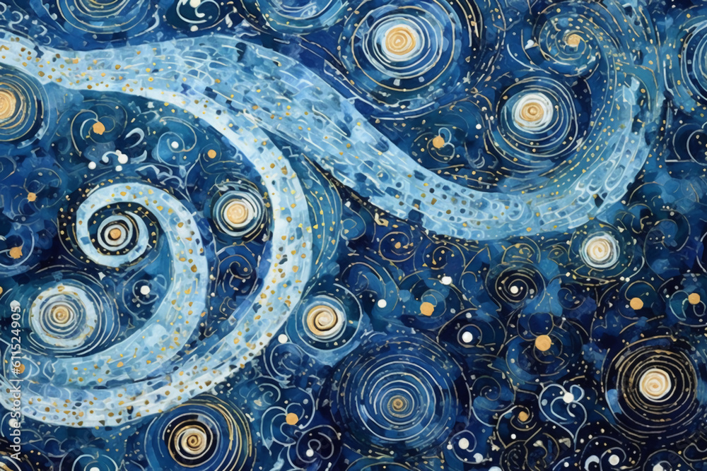 Wall mural swirls of lunar dust in varying shades of silver and opalescent white intertwine with celestial cons