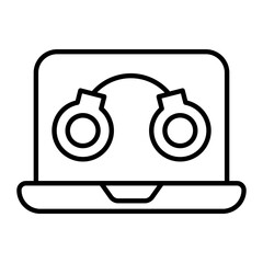 Cyber Crime Thin Line Icon