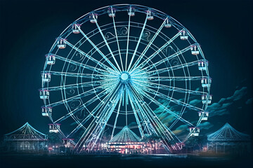 The ferris wheel contains many scientific and technological elements. - obrazy, fototapety, plakaty