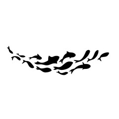 school of black silhouette fish. Silhouette vector illustration.