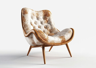 Elegant Armchair Brown and White Generative by AI