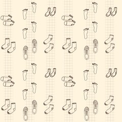 Shoes, socks, footprints, vintage pattern, suitable for decorating fabrics and backgrounds in various events can be used to decorate the event in various ways as well, vintage style, high quality work