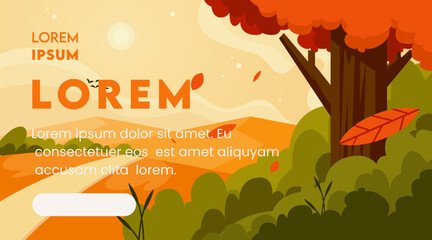 landscape banner landing page web background with warm vibe autumn theme