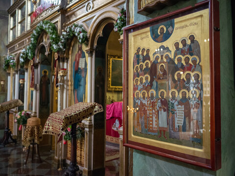 icons on the alter of orthodox church in lviv old city
