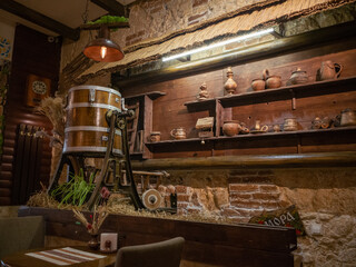 interior of antique restaurant in lviv old city