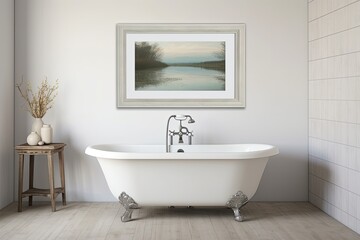 Obraz na płótnie Canvas Bathroom mock-up poster in a frame. Generative AI
