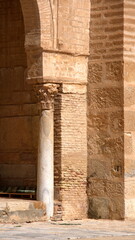 Column in the courtyard of the Great Mosque of Kairouan in Kairouan, Tunisia