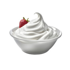 White cream with strawberry isolated png white background.