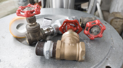 Close the  brass stop valves to support piping work.
