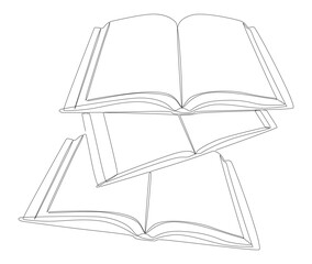 One continuous line of books. Thin Line Illustration vector concept. Contour Drawing Creative ideas.