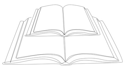 One continuous line of books. Thin Line Illustration vector concept. Contour Drawing Creative ideas.