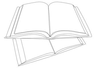 One continuous line of books. Thin Line Illustration vector concept. Contour Drawing Creative ideas.