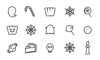 ハロウィンのアイコンセット/かぼちゃ/お化け/飴/蜘蛛の巣/蝋燭/イラスト/ベクター © mm