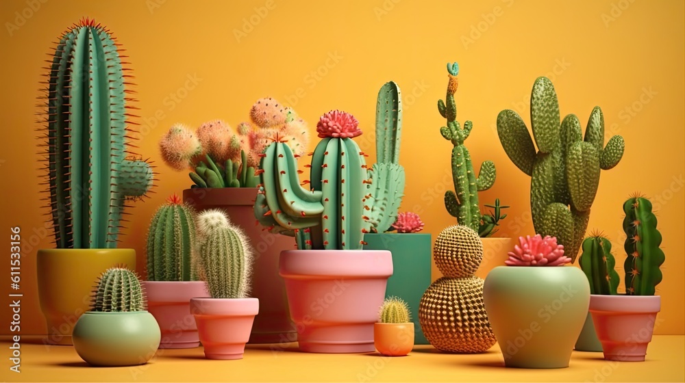 Canvas Prints Cacti and place decorations Generative AI