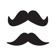 Black mustaches vector. Silhouette black vintage moustache.Style sign for Barber Shop. Retro curly hipster moustaches, old fashion style. Symbol of Fathers day,