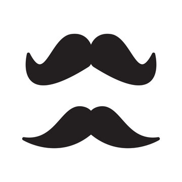 Black mustaches vector. Silhouette black vintage moustache.Style sign for Barber Shop. Retro curly hipster moustaches, old fashion style. Symbol of Fathers day,