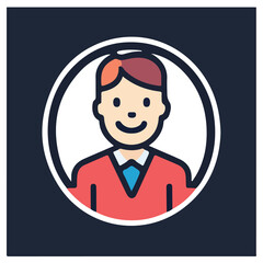 Isolated man and woman cartoon design, flat icon head avatar, Positive face businesswoman upper body icon vector illustration, person Illustration Isolated,  Modern Line Icon,  Cute Young Character 