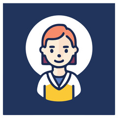 Isolated man and woman cartoon design, flat icon head avatar, Positive face businesswoman upper body icon vector illustration, person Illustration Isolated,  Modern Line Icon,  Cute Young Character 