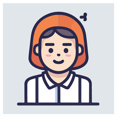 Isolated man and woman cartoon design, flat icon head avatar, Positive face businesswoman upper body icon vector illustration, person Illustration Isolated,  Modern Line Icon,  Cute Young Character 