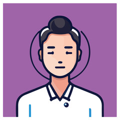 Isolated man and woman cartoon design, flat icon head avatar, Positive face businesswoman upper body icon vector illustration, person Illustration Isolated,  Modern Line Icon,  Cute Young Character 