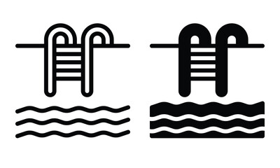 Swimming pool icon with outline and glyph style.