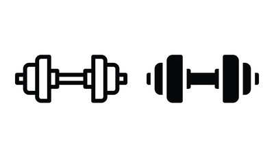 Dumbbell icon with outline and glyph style.