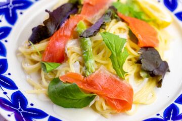 スモークサーモンのレモンクリームソース・パスタ
