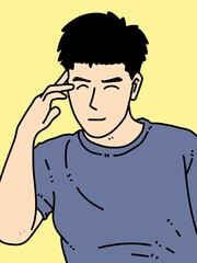 cute man cartoon on yellow background