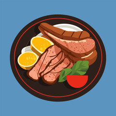 Mouthwatering Grilled Beef Vector Illustration