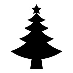Obraz premium Black silhouette of Christmas tree. Fir tree black icon isolated on white background.