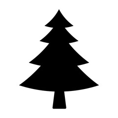 Black silhouette of Christmas tree. Fir tree black icon isolated on white background.