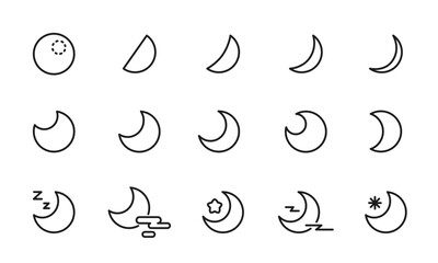 月のアイコンセット/三日月/満月/月見/十五夜/夜/イラスト/ベクター/要素 © mm