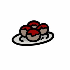 illustration of cartoon food , meatball and sauce