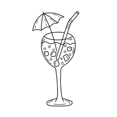 Doodle cocktail isolated on white background. Hand drawn vector illustration