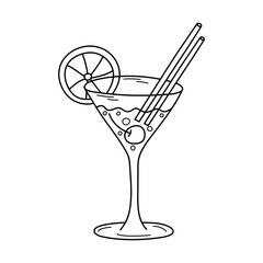 Doodle cocktail isolated on white background. Hand drawn vector illustration