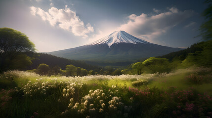 夏の富士山の美しさを描写する No.001 | Describing the Beauty of Mount Fuji in Summer Generative AI