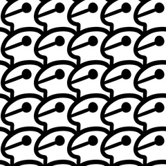 seamless pattern of black and white cartoon monster