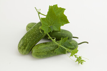 Wax gourd also known as ash gourd or winter melon on a white background with leaf. Winter melon contains a very high content of vitamin B2, so eating squash helps reduce the risk of eye disorders.